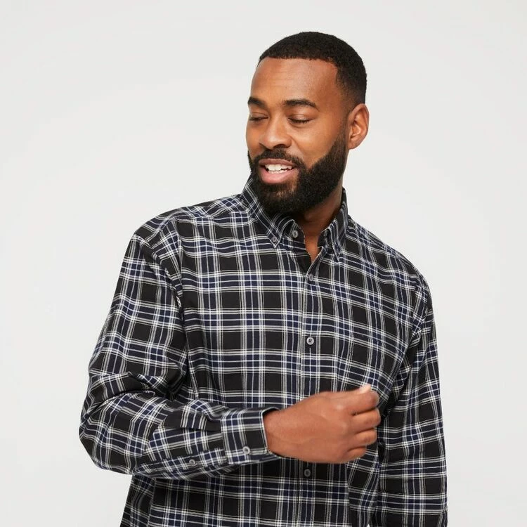 JC Lanyon Jasper Relaxed Wash Cotton Long Sleeve Shirt Dark Navy - Image 5