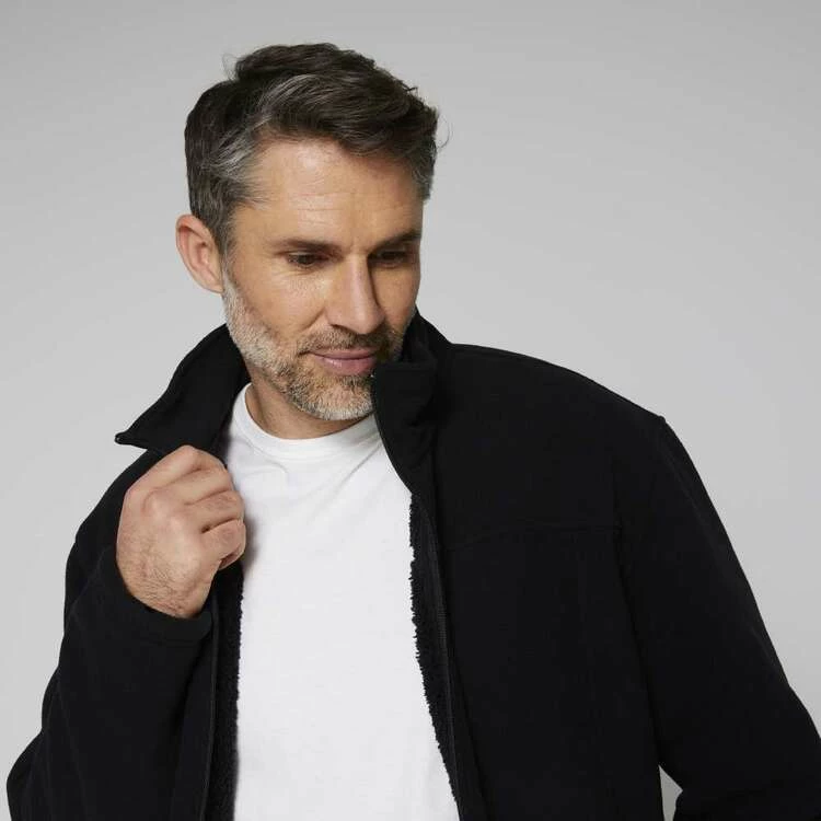 Bronson Casual Linton Sherpa Lined Polar Fleece Black - Image 2