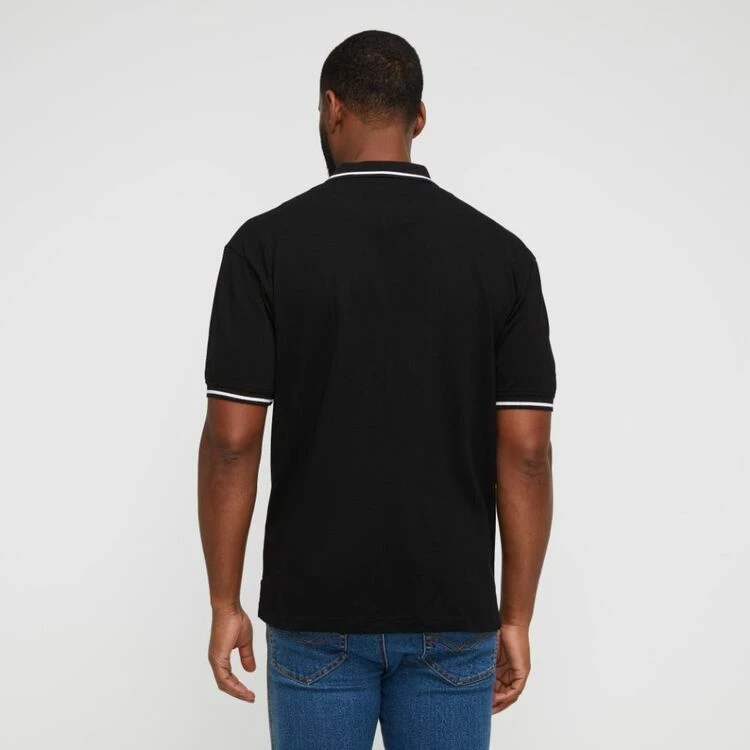 U.S. Polo Assn. Chest Stripe Polo With Emblem & Gold Embroidered Logo Black - Image 3