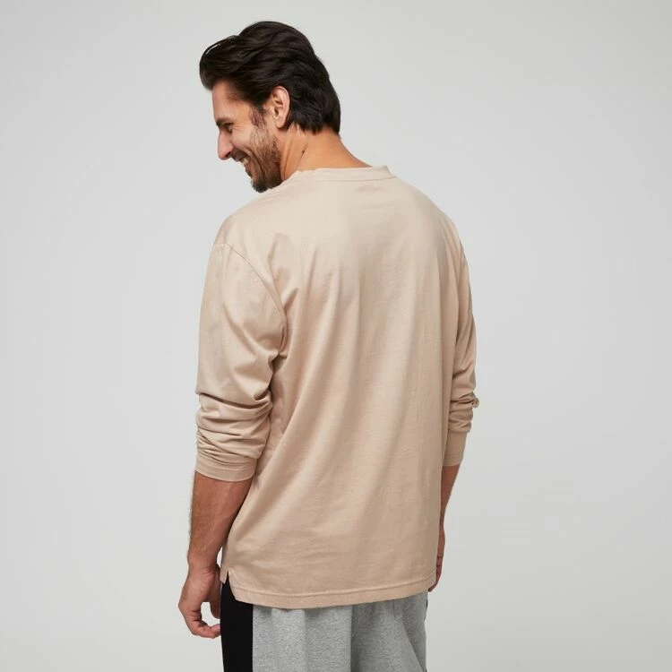 JB Jayson Brunsdon Long Sleeve Crew Neck T-Shirt Beige Marle - Image 4