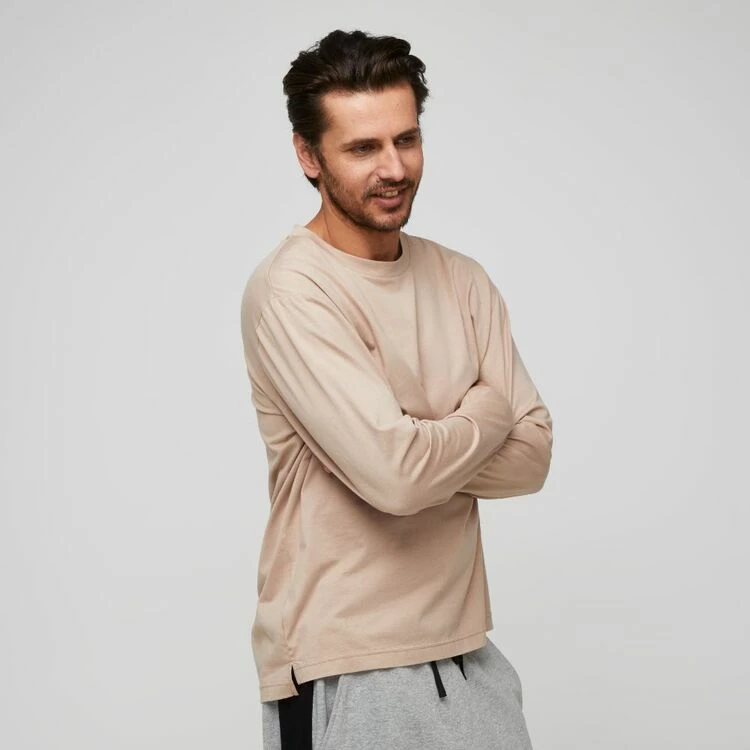 JB Jayson Brunsdon Long Sleeve Crew Neck T-Shirt Beige Marle - Image 3