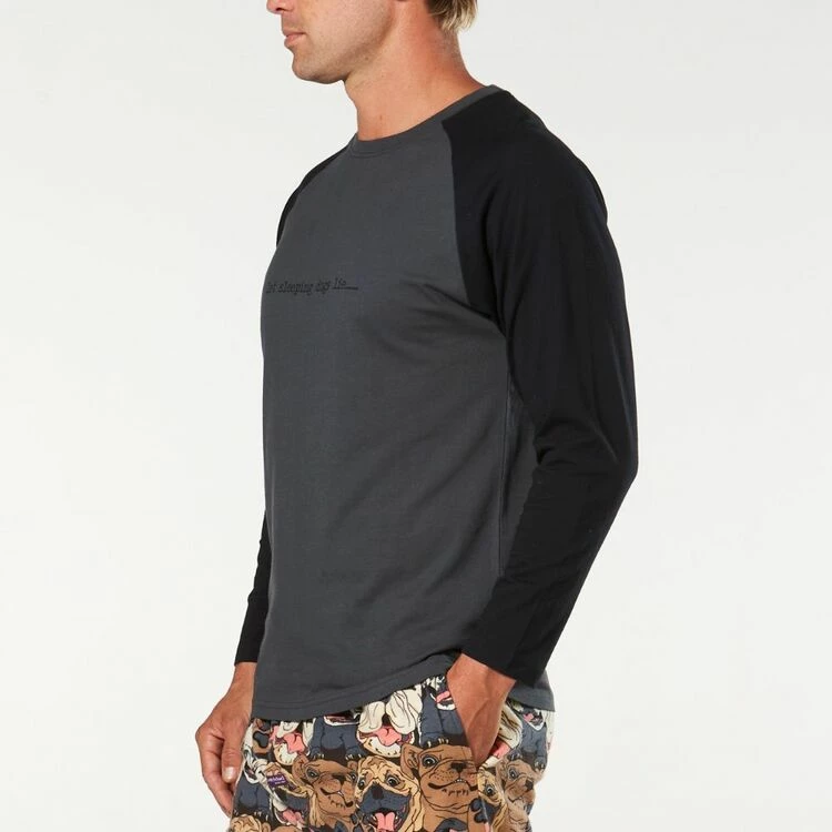 Mitch Dowd Long Sleeve Contrast Raglan Tee Charcoal & Black Large - Image 3
