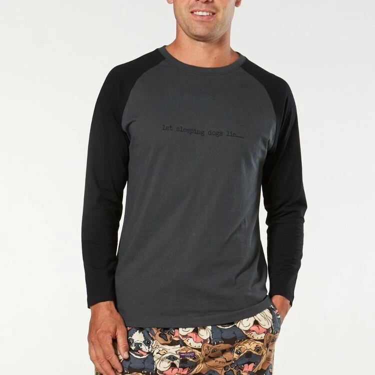 Mitch Dowd Long Sleeve Contrast Raglan Tee Charcoal & Black Large