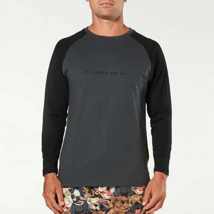 Mitch Dowd Long Sleeve Contrast Raglan Tee Charcoal & Black Large - Image 4
