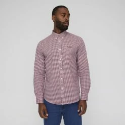 Ben Sherman Long Sleeve 3mm Gingham Shirt Red