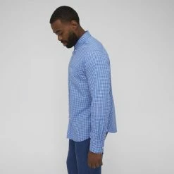 Ben Sherman Long Sleeve Sky Blue 4mm Gingham Shirt Blue Sky