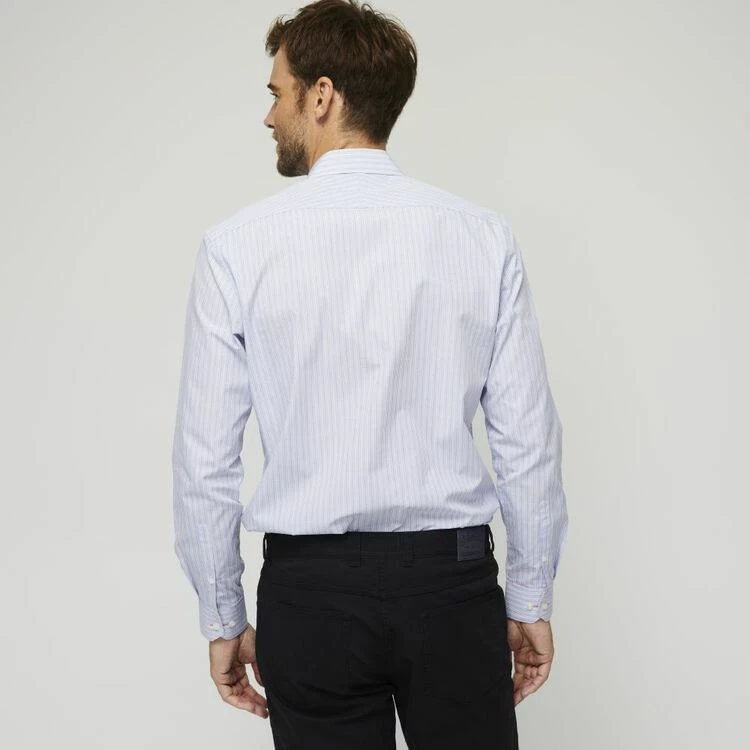 Brooksfield Long Sleeve Easy Care Multi-Tone Stripe Shirt Blue - Image 4