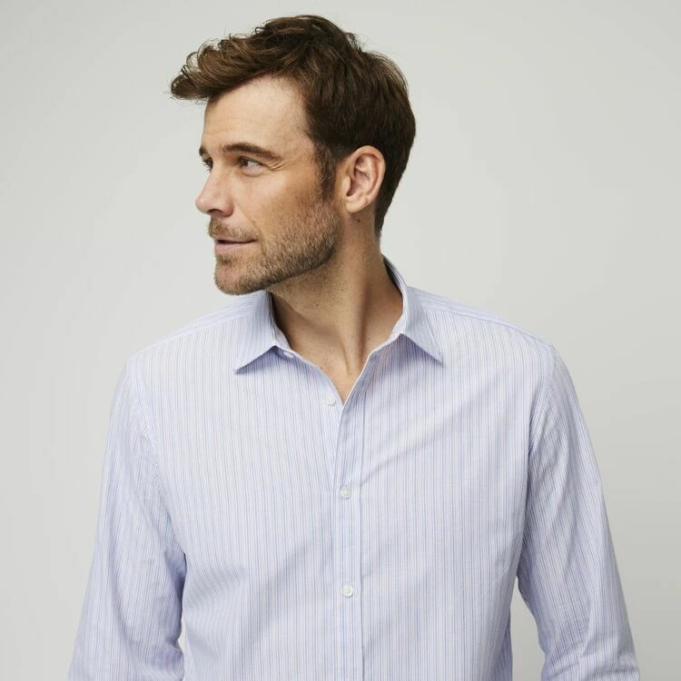 Brooksfield Long Sleeve Easy Care Multi-Tone Stripe Shirt Blue - Image 5