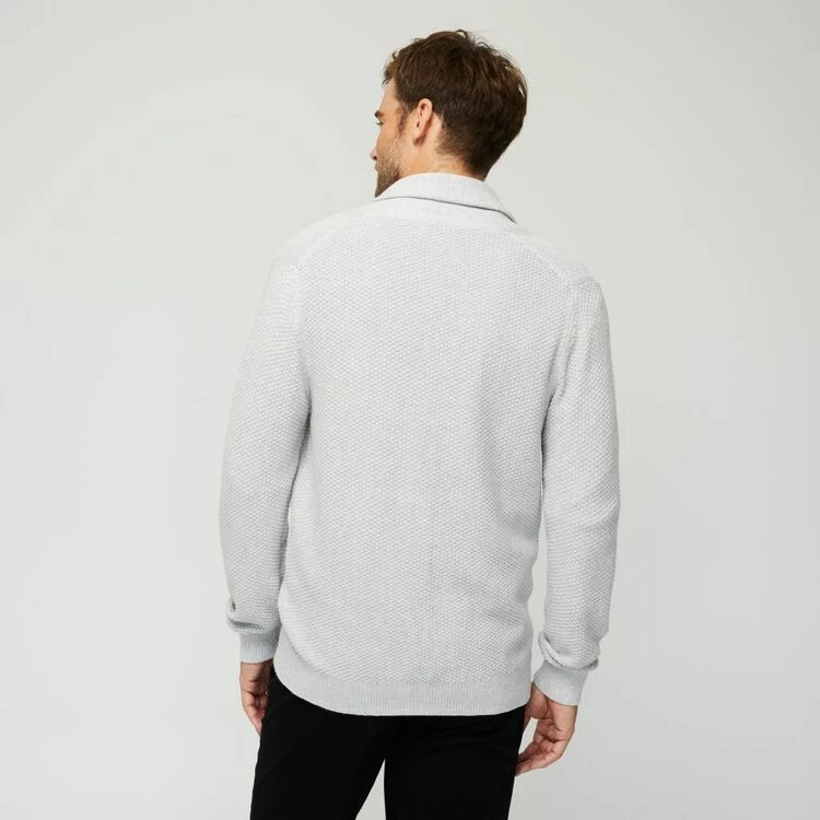 Brooksfield Shawl Collar Knit Cardigan Light Grey - Image 3