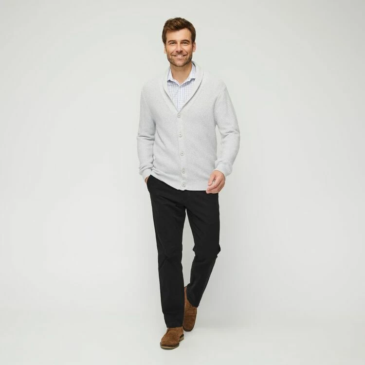 Brooksfield Shawl Collar Knit Cardigan Light Grey - Image 2