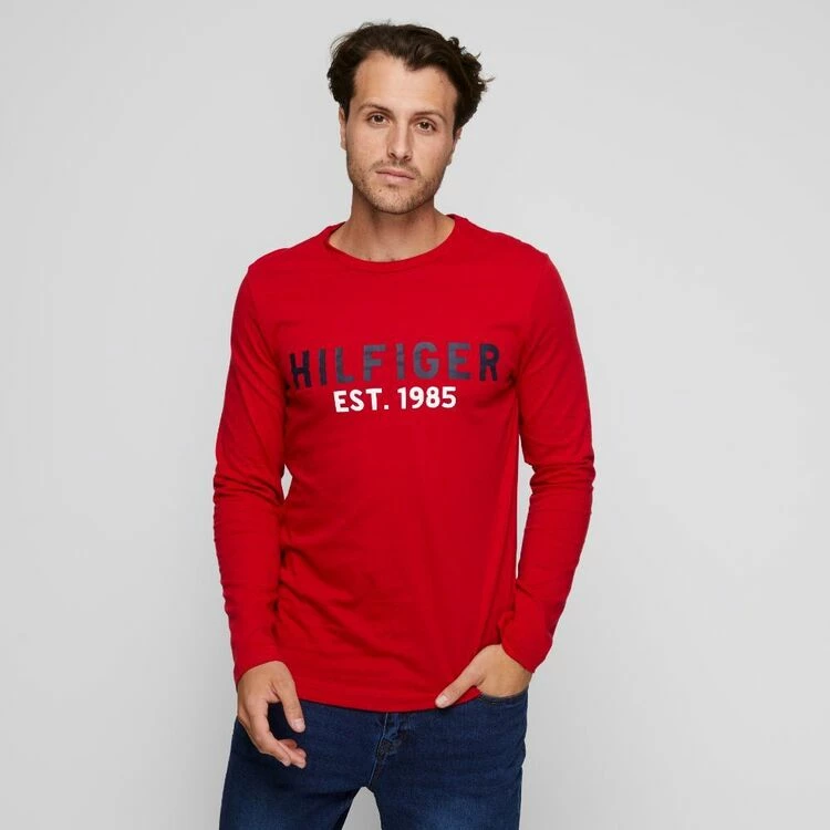 Tommy Hilfiger Graphic Long Sleeve Tee Mahogany Large - Image 2