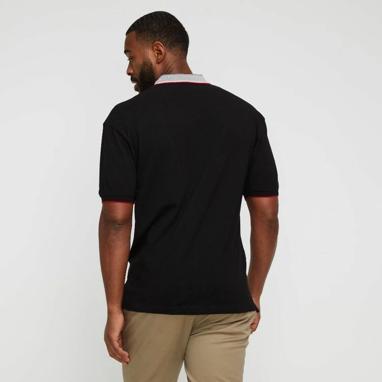 U.S. POLO ASSN. Big Logo Polo With Contrast Rib Collar Black - Image 3