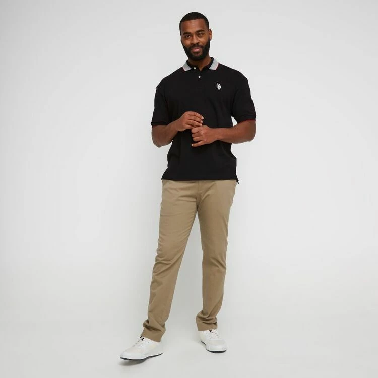 U.S. POLO ASSN. Big Logo Polo With Contrast Rib Collar Black - Image 2