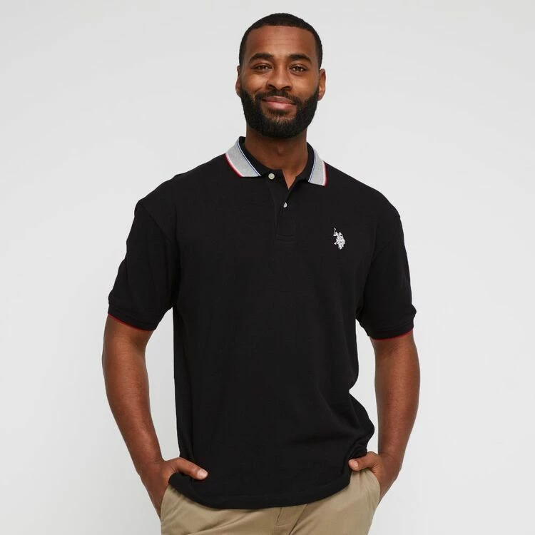 U.S. POLO ASSN. Big Logo Polo With Contrast Rib Collar Black - Image 4