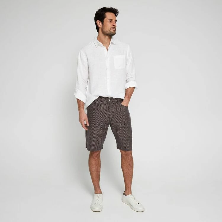 JC Lanyon J.C. Lanyon Men's Dobby Houndstooth 5 Pocket Short Oak - Image 4