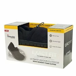 Exact Fit Memory Foam Drawstring Slipper Black