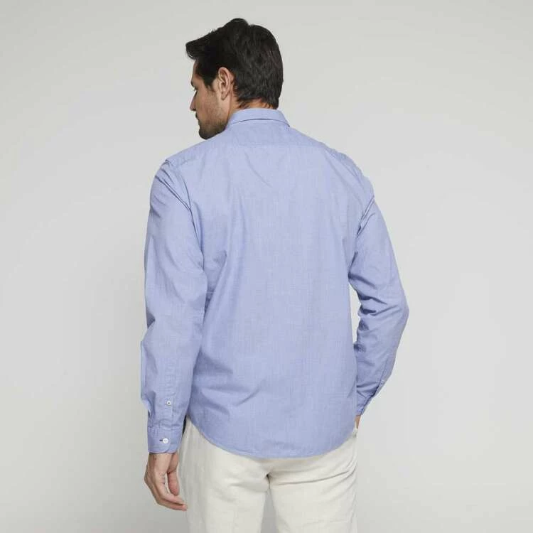 Brooksfield Two Tone Long Sleeve Shirt Blue - Image 5