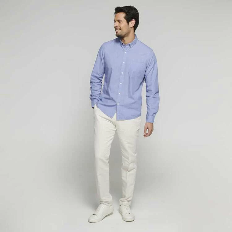 Brooksfield Two Tone Long Sleeve Shirt Blue - Image 4