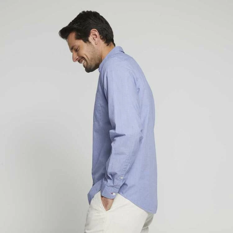 Brooksfield Two Tone Long Sleeve Shirt Blue - Image 2