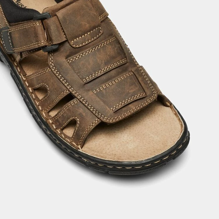 Hush Puppies Whip Closed Back Leather Sandals Brown - Image 3