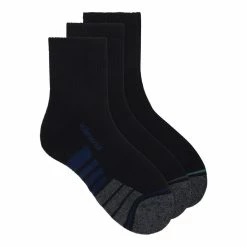 Underworks Quarter Crew Sport Socks 3 Pack Black