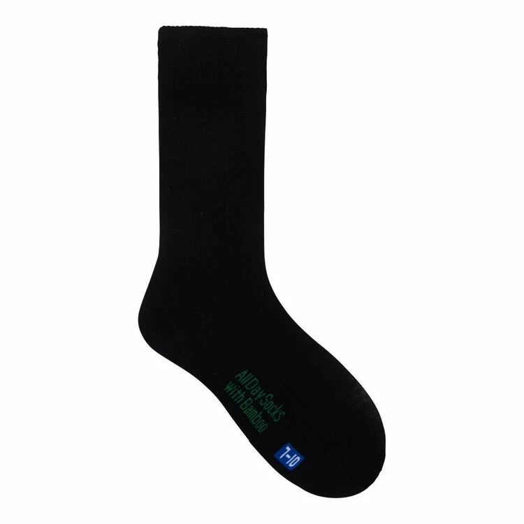 Underworks All Day Bamboo Crew Socks 2 Pack Black - Image 2