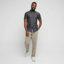 U.S. Polo Assn. Short Sleeve Chambray Shirt With Logo Black