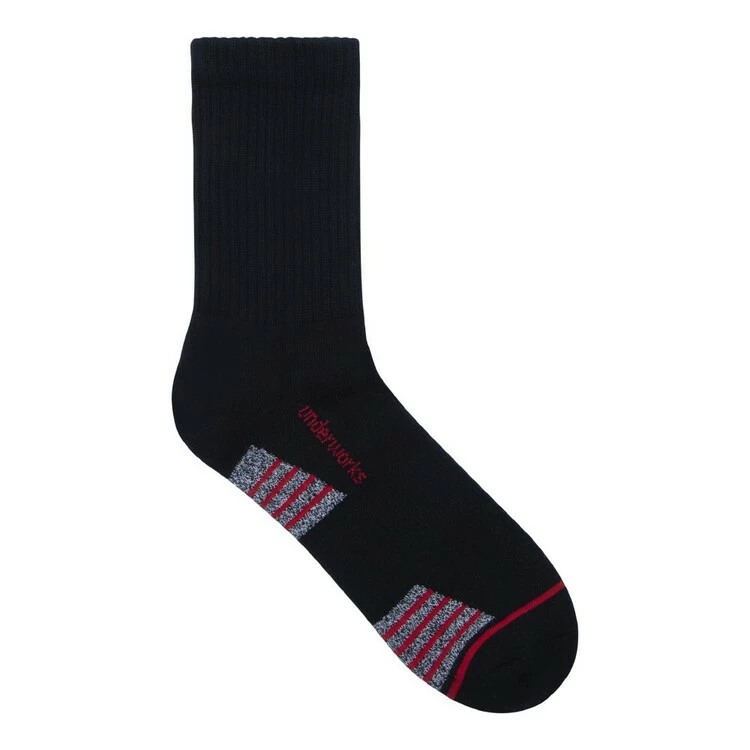 Underworks Men's Sports Crew Socks 3 Pack Black - Image 4