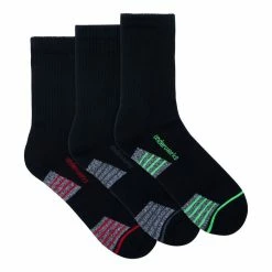Underworks Men's Sports Crew Socks 3 Pack Black