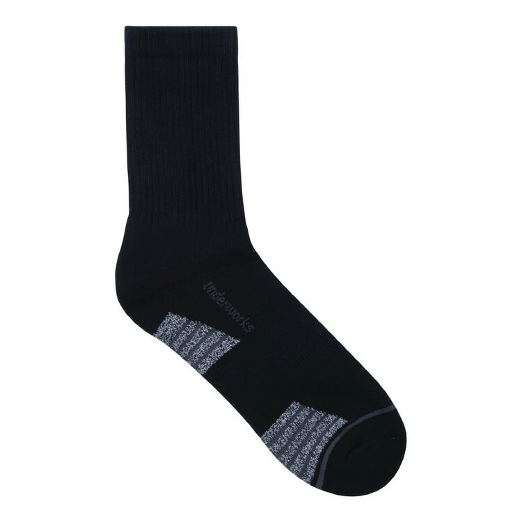 Underworks Men's Sports Crew Socks 3 Pack Black - Image 3