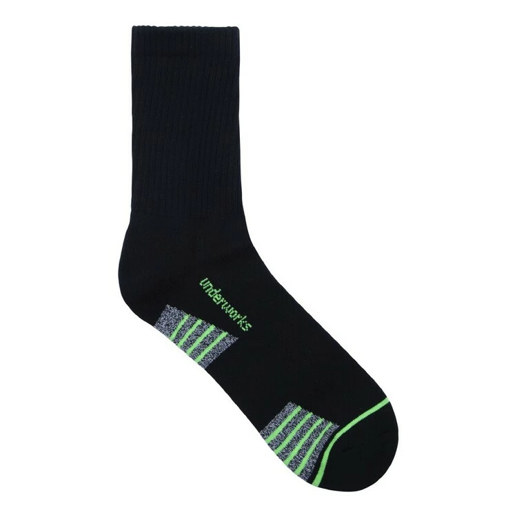 Underworks Men's Sports Crew Socks 3 Pack Black - Image 2