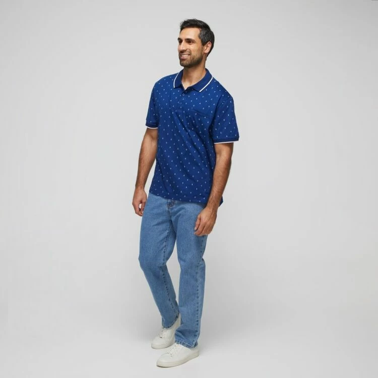 Bronson Casual Men's Balmain Cotton Jersey Short Sleeve Polo Blue - Image 9