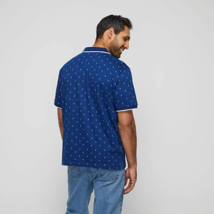 Bronson Casual Men's Balmain Cotton Jersey Short Sleeve Polo Blue - Image 6