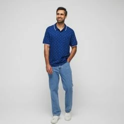 Bronson Casual Men's Balmain Cotton Jersey Short Sleeve Polo Blue