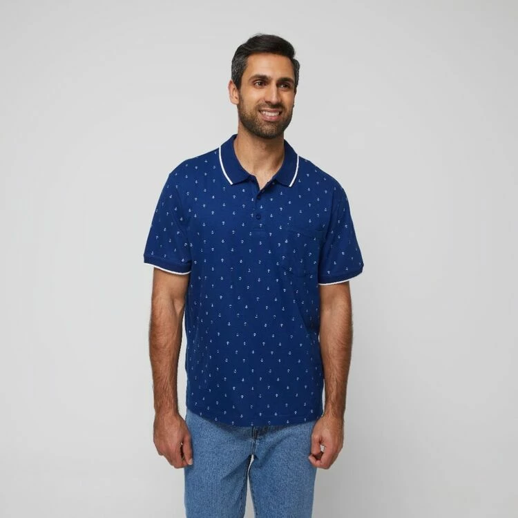 Bronson Casual Men's Balmain Cotton Jersey Short Sleeve Polo Blue - Image 10