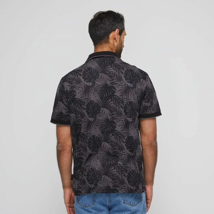Bronson Casual Stradbroke Jersey Printed Polo Black Grey - Image 4