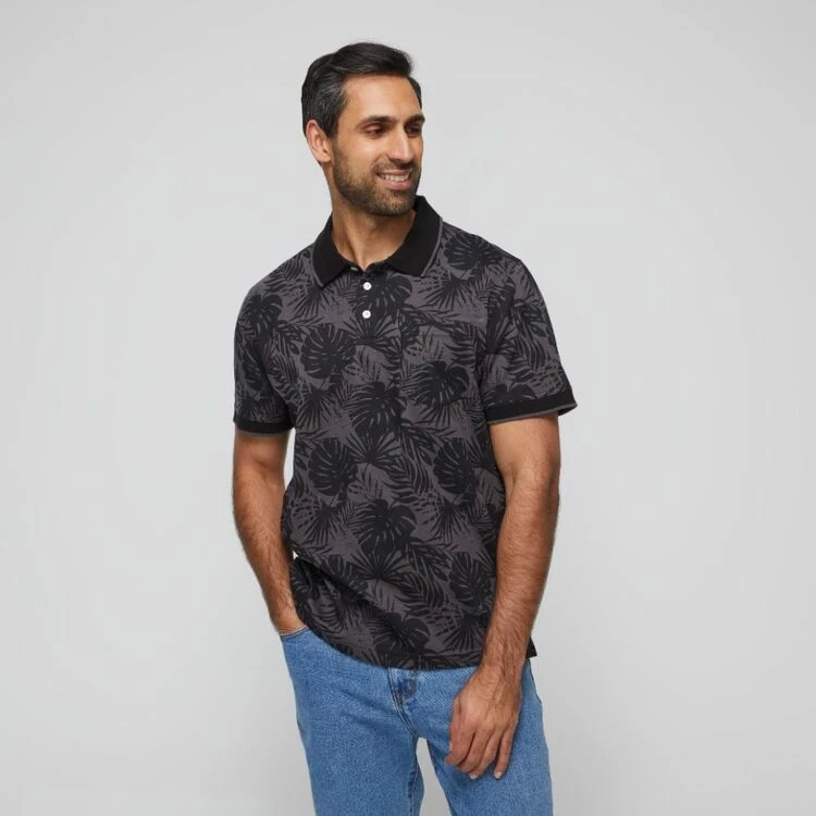 Bronson Casual Stradbroke Jersey Printed Polo Black Grey - Image 5