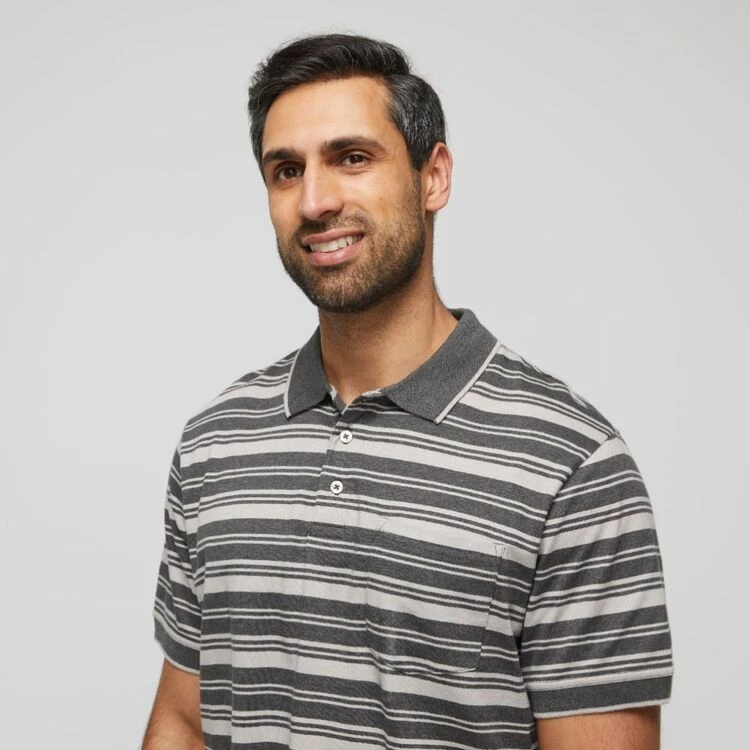 Bronson Casual Gosford Jersey Striped Polo Charcoal - Image 2