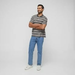 Bronson Casual Gosford Jersey Striped Polo Charcoal
