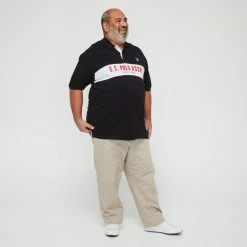 U.S. Polo Assn. Big Men's Polo With Bold Chest Stripe Logo Black