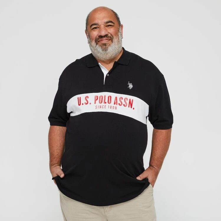 U.S. Polo Assn. Big Men's Polo With Bold Chest Stripe Logo Black - Image 5