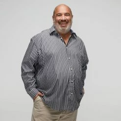 U.S. Polo Assn. Big Men's Stripe Cotton Long Sleeve Shirt Black