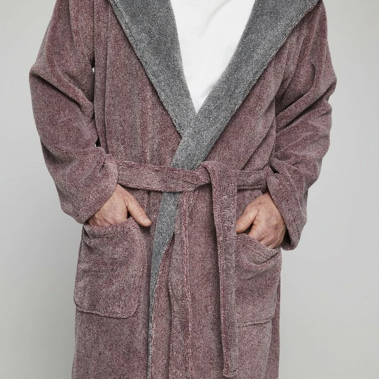Nic Morris Hooded Sherpa Collar Gown Burgundy - Image 2