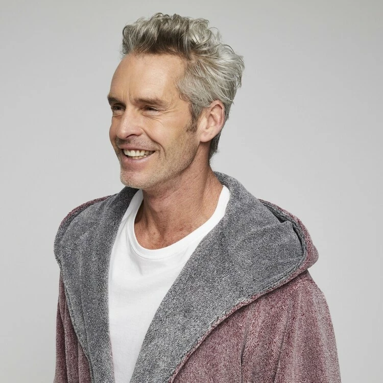 Nic Morris Hooded Sherpa Collar Gown Burgundy