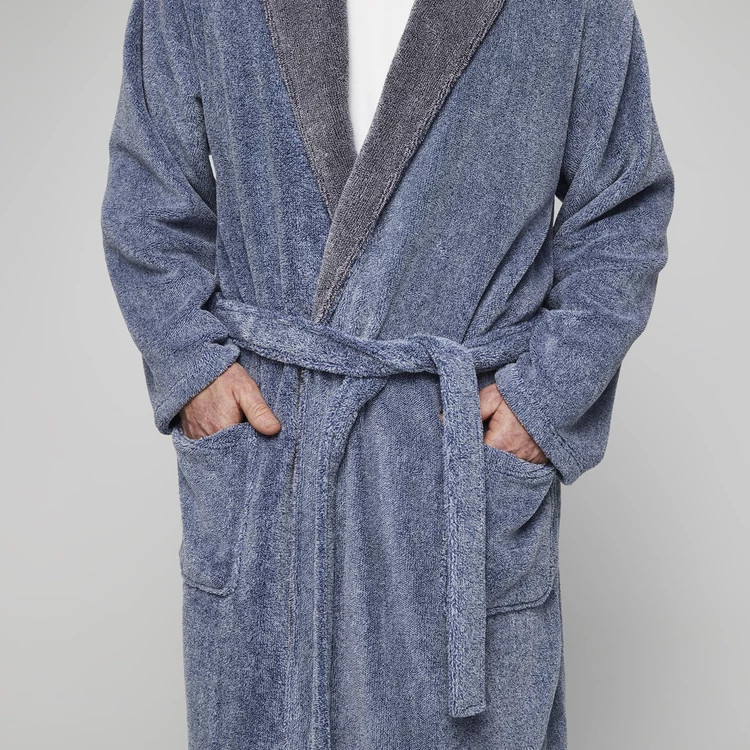 Nic Morris Sherpa Collar Gown Blue