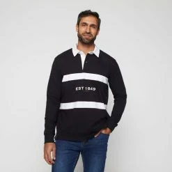 JC Lanyon J.C. Lanyon Boone 1849 Printed Rugby Polo Anthracite