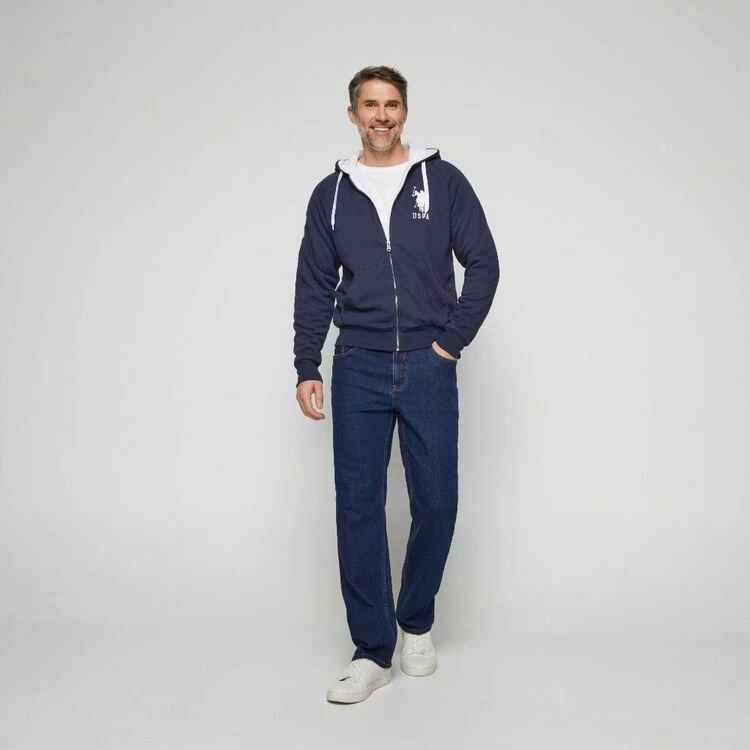 U.S. Polo Assn. U.S. Polo Assn French Terry Zip Through Hoodie With Trim Navy