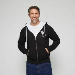 U.S. Polo Assn. U.S. Polo Assn Zip Through Hoodie With Sherpa Lining Black Medium