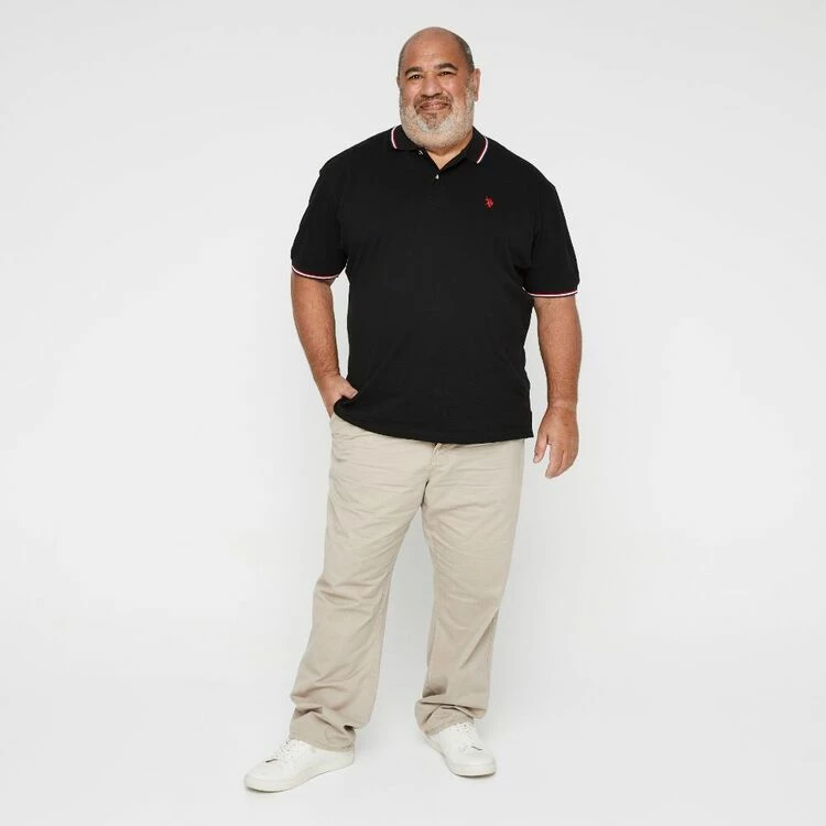 U.S. Polo Assn. Big Men's Short Sleeve Polo With Tipping Black - Image 3