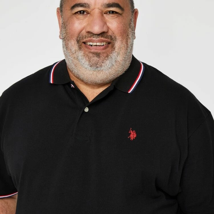 U.S. Polo Assn. Big Men's Short Sleeve Polo With Tipping Black - Image 2